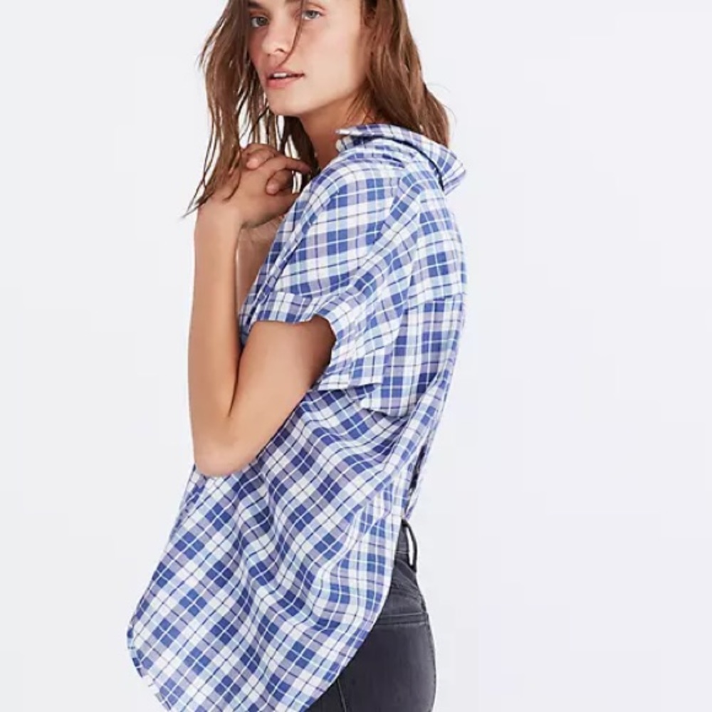 Madewell Central Open Back Shirt in Linus Plaid